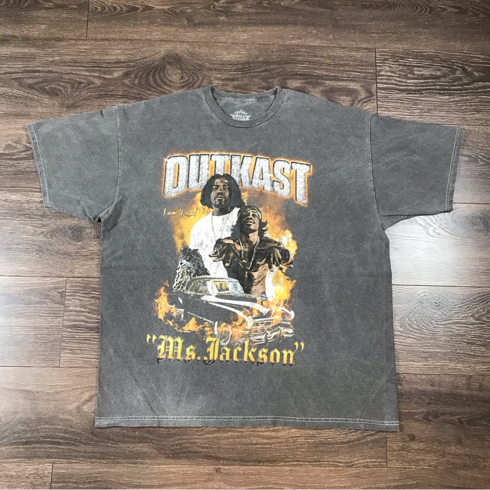 OutKast I’m For Real “Ms. Jackson” Men’s Retro Style Hip Hop Rap Tee Gray Shirt